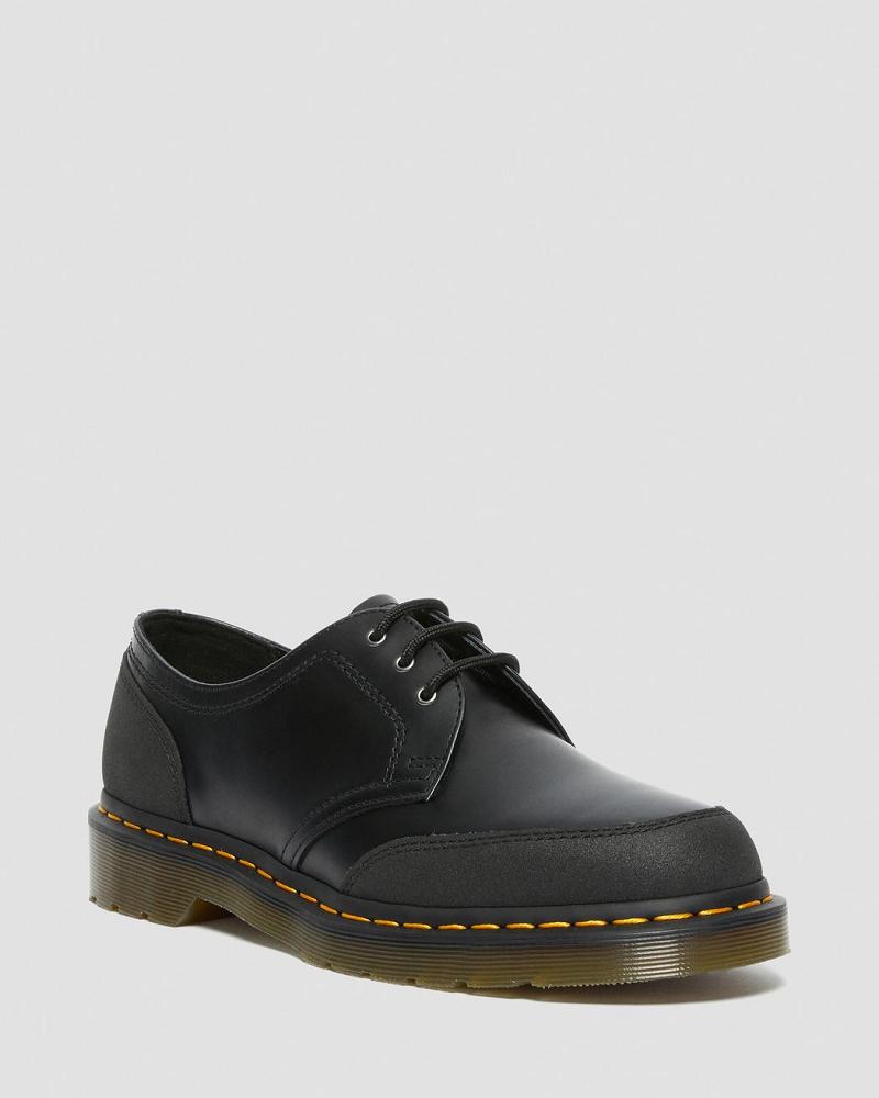 Black Women\'s Dr Martens 1461 Guard Panel Leather Oxfords Shoes | CA 348EBC